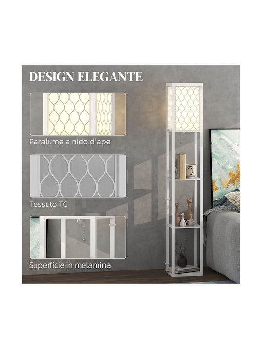 HomCom Stehleuchte H160xB26cm. mit Fassung für Lampe E27 Weiß