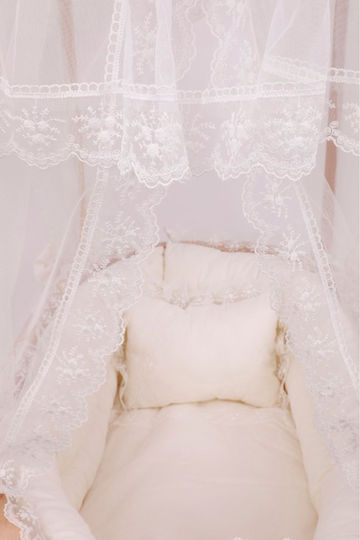 Baby Sleep Set Lace Natural Wood White 95x65x85cm