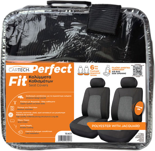 Cartech Front Car Covers 6pcs Polyester Perfect Fit Black / Gray