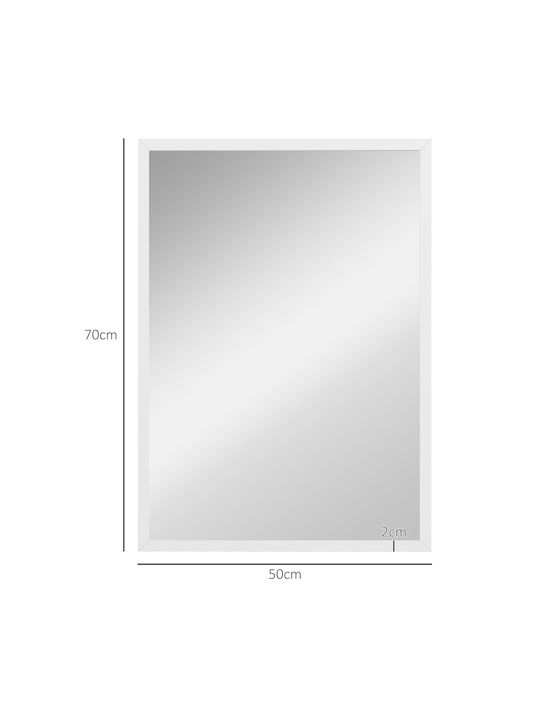 HomCom Wandspiegel mit Weiß Hölzernes Rahmen 70x50cm 1Stück