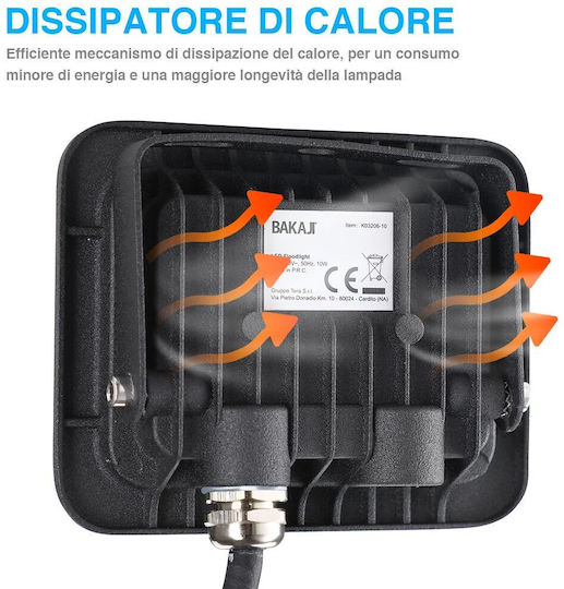 Bakaji Στεγανός Προβολέας LED 50W Ψυχρό Λευκό 6500K IP65