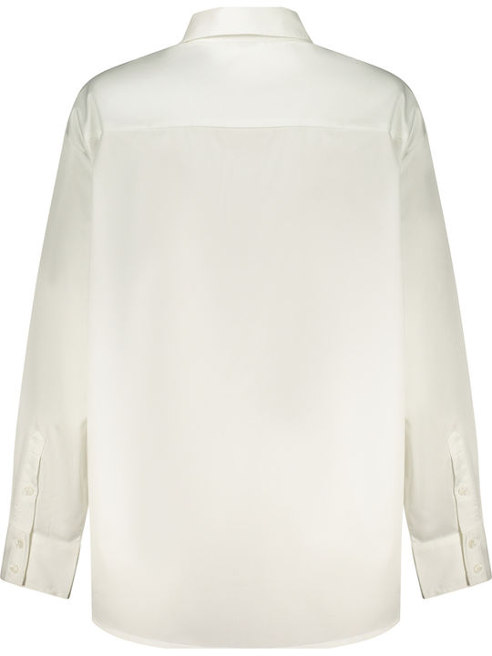 Women's Denim Long Sleeve Shirt White