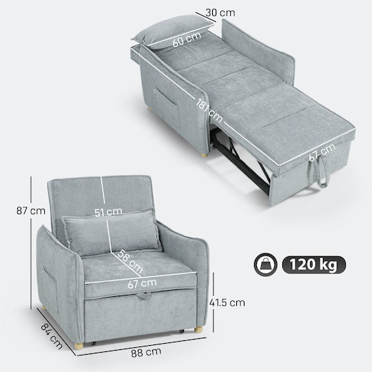 Armchair Bed Gray 88x84x87cm