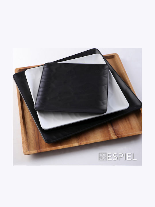 Espiel Flacher Teller Teller Untiefe Platz aus Melamin Weiß 26x26cm 6Stück