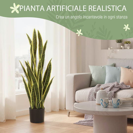 Outsunny Artificial Sansevieria Pot Outdoor Indoor Space 21 Adjustable Leaves Ø20x90 cm 844-267v01yg