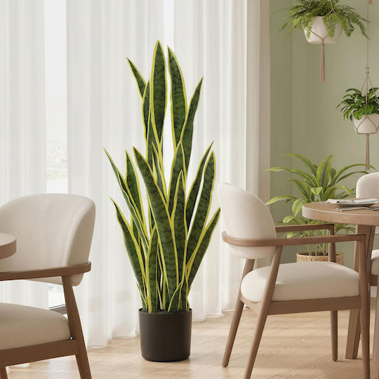 Outsunny Artificial Sansevieria Pot Outdoor Indoor Space 21 Adjustable Leaves Ø20x90 cm 844-267v01yg