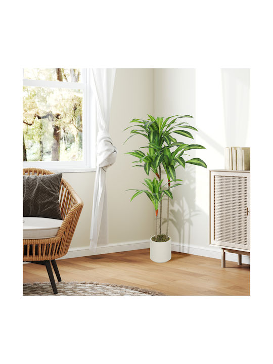 Homcom Artificial Plant Dracaena Green Peva Wood Pot Container Pp Cement 60x40x120 cm 83c-194v00gn