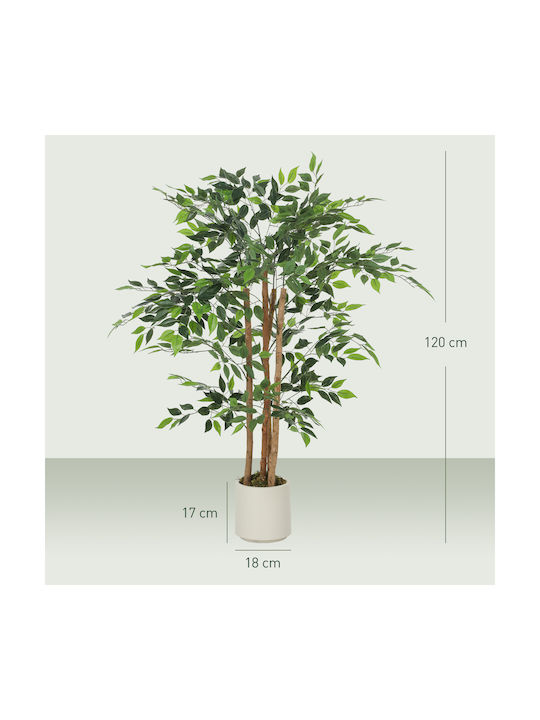 Homcom Artificial Banana Plant Green Peva Wood Pot Container Pp Cement 55x55x120 Cm 83c-192v00gn