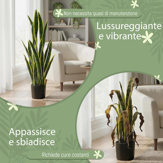 Outsunny Artificial Sansevieria Pot Outdoor Indoor Space 21 Adjustable Leaves Ø20x90 cm 844-267v01yg