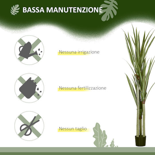 HomCom Dekorative Künstliche Yucca Pflanze 190 cm 39 Blätter Topfpflanze Peva Zement