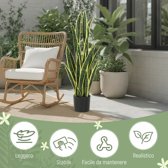 Outsunny Artificial Sansevieria Pot Outdoor Indoor Space 21 Adjustable Leaves Ø20x90 cm 844-267v01yg