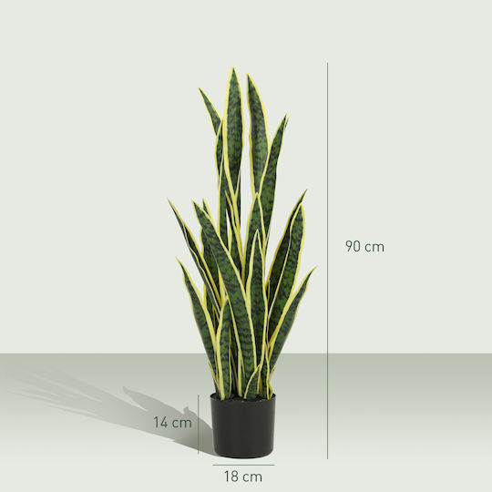 Outsunny Artificial Sansevieria Pot Outdoor Indoor Space 21 Adjustable Leaves Ø20x90 cm 844-267v01yg