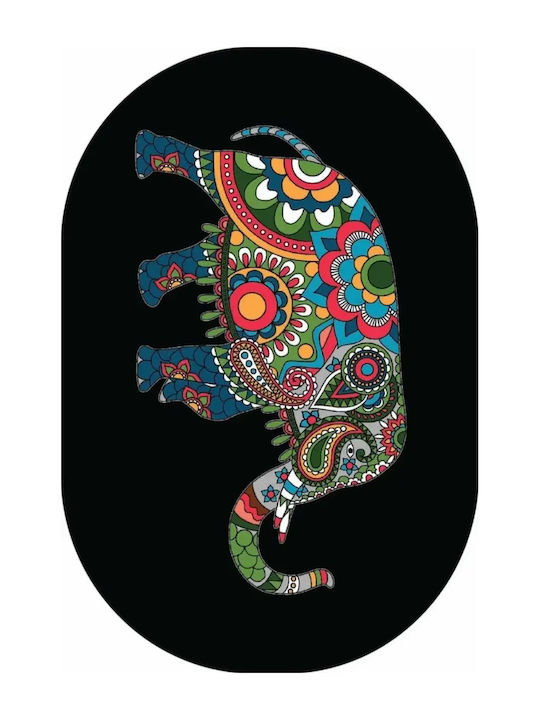 Bath Mat Set Black Colorful Elephant 2 Pieces 50 x 50 cm