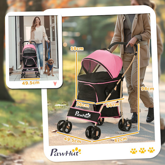 Pawhut Dog Carrying Pink Stroller L13.5xW13.5cm