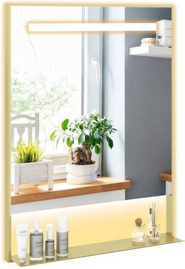 Costway BA8383DE-GD Καθρέπτης Led από Μέταλλο 60x60cm Λευκός