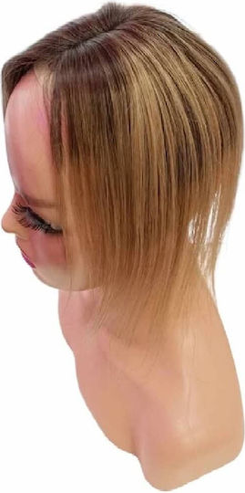 Extension with Natural Hair in Light Chestnut Color 25.4cm Topper Toupe