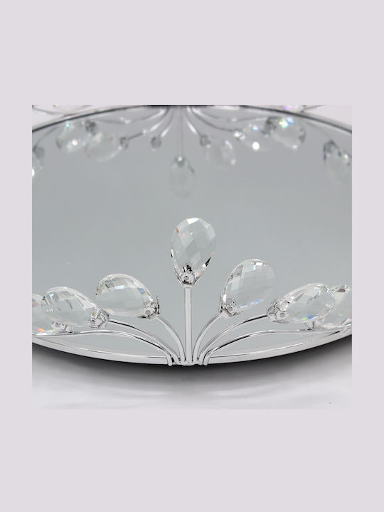 Keskor Metallic Round Decorative Tray with Mirror 38x37x10cm