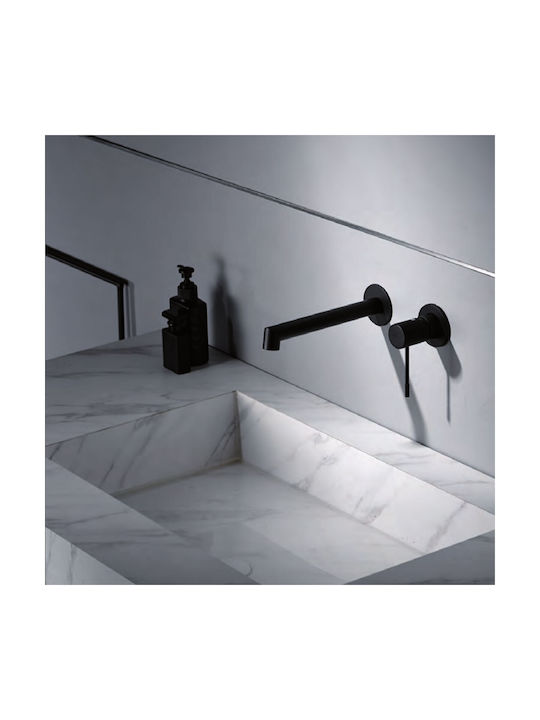 Excel Built-in Mixer & Spout Set for for Bathroom Sink 2 Exits Black