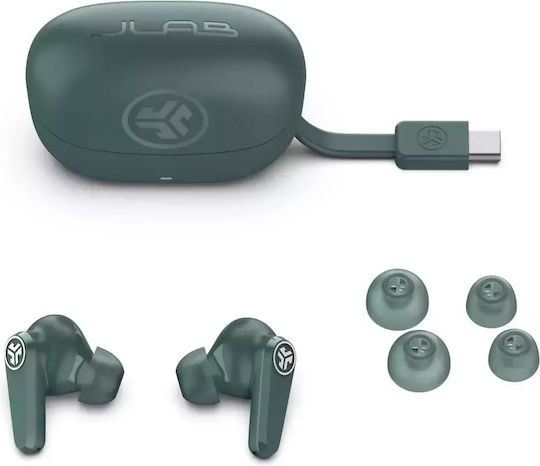 Jlab GO Pods ANC In-ear Bluetooth Handsfree Ακουστικά με Αντοχή στον Ιδρώτα και Θήκη Φόρτισης Πράσινα