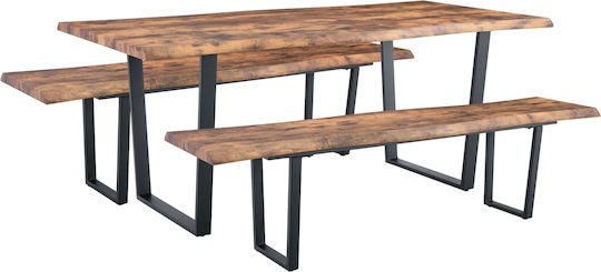 Dining Room Northam 3pcs Walnut / Black 180x90cm