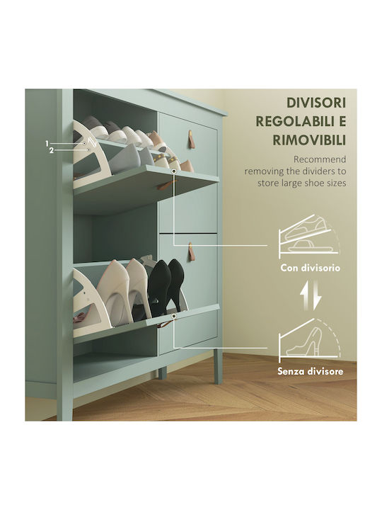 Wooden Shoe Organizer Green 105x24x95.5cm