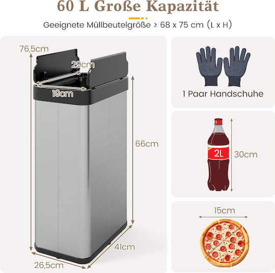 Costway Inox Ασημί 60lt
