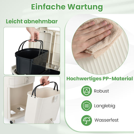 Costway Plastic Recycling Bin with Pedal 42L Beige