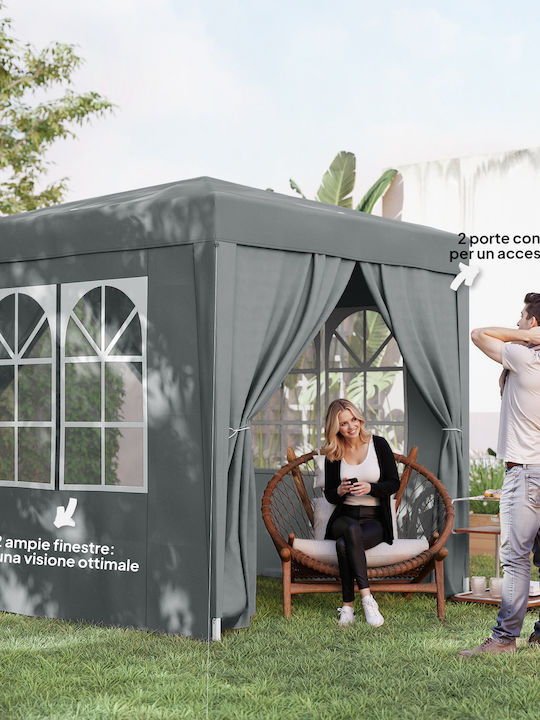Outsunny Πτυσσόμενο Κιόσκι Κήπου Γκρι 2x2m