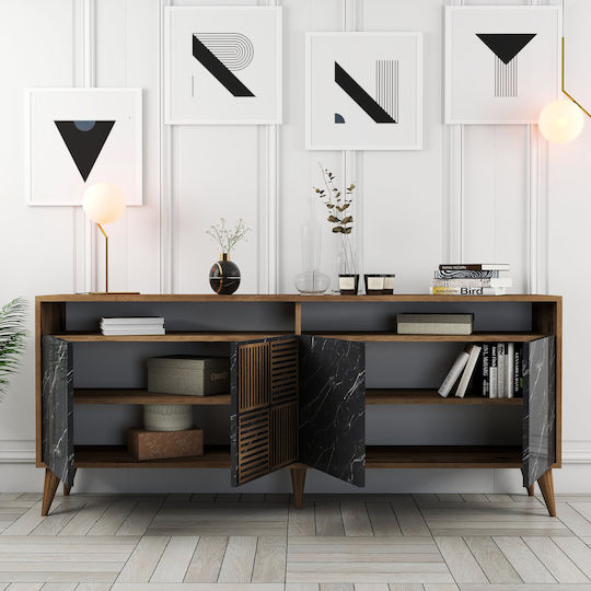Set Living Milan 3 Bucăți Nuc Negru Marmură