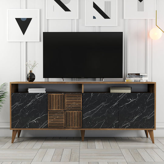 Set Living Milan 3 Bucăți Nuc Negru Marmură