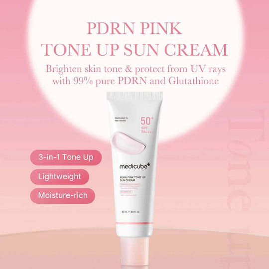Medicube PDRN Pink Tone Up Αδιάβροχη Αντηλιακή Κρέμα Προσώπου SPF50+ 50ml