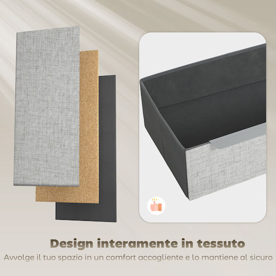 Metallic Chest of Drawers with 4 Drawers Grey with Fabric Coating 60x36x88cm
