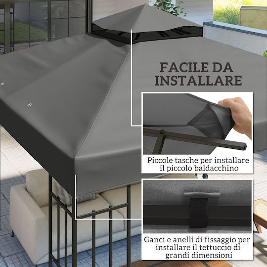 Outsunny Gazebo Cover Gray 3x3m