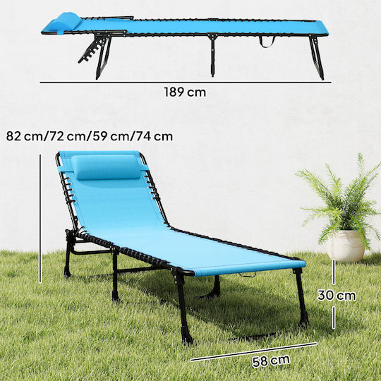 Outsunny Foldable Steel Beach Sunbed Blue 189x58x30cm