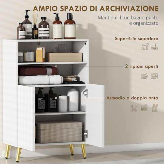HomCom Badezimmerschrank B60xT31.8xH93cm Weiß