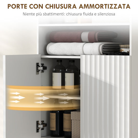 HomCom Badezimmerschrank B60xT31.8xH93cm Weiß