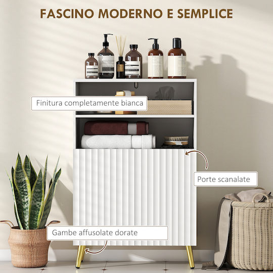 HomCom Badezimmerschrank B60xT31.8xH93cm Weiß