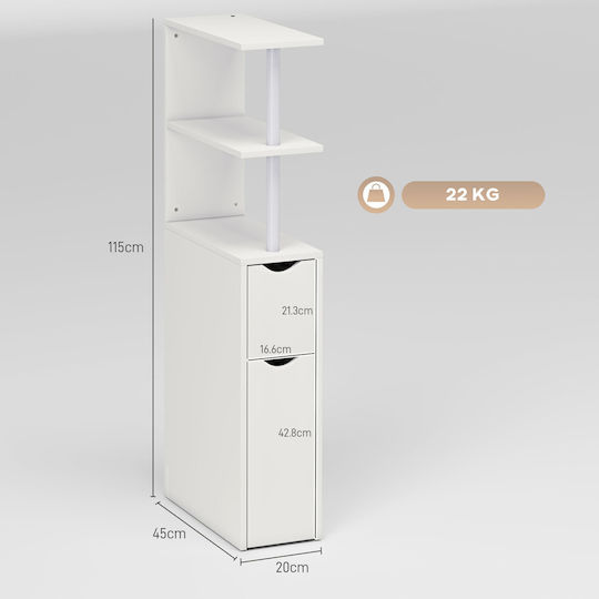 HomCom Στήλη Μπάνιου Δαπέδου Μ20xΒ45xΥ115cm Λευκή