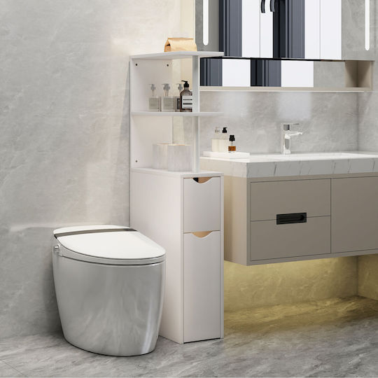 HomCom Στήλη Μπάνιου Δαπέδου Μ20xΒ45xΥ115cm Λευκή