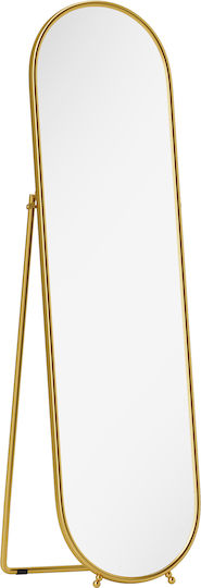 HomCom Oval Floor Mirror with Gold Metal Frame 180x50cm
