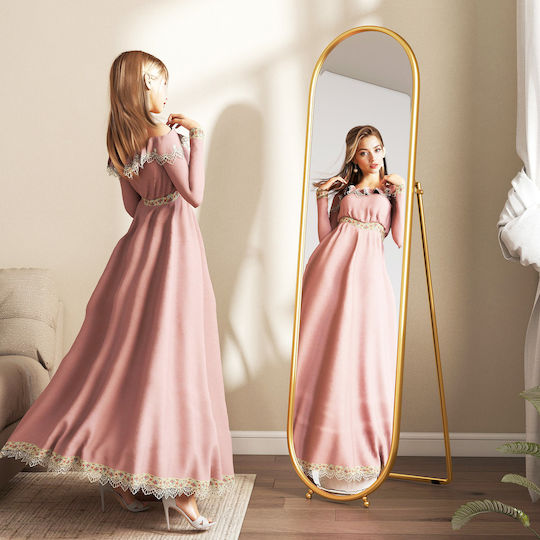 HomCom Oval Floor Mirror with Gold Metal Frame 180x50cm