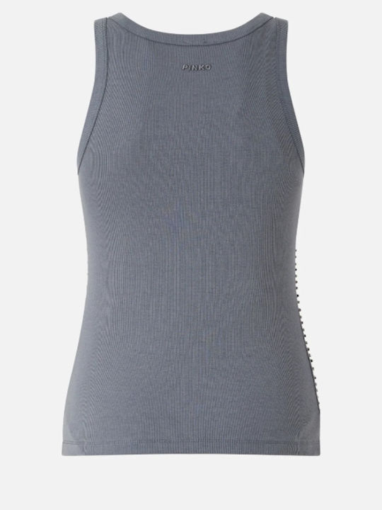 Women's Blouse Cotton Sleeveless Striped Gray