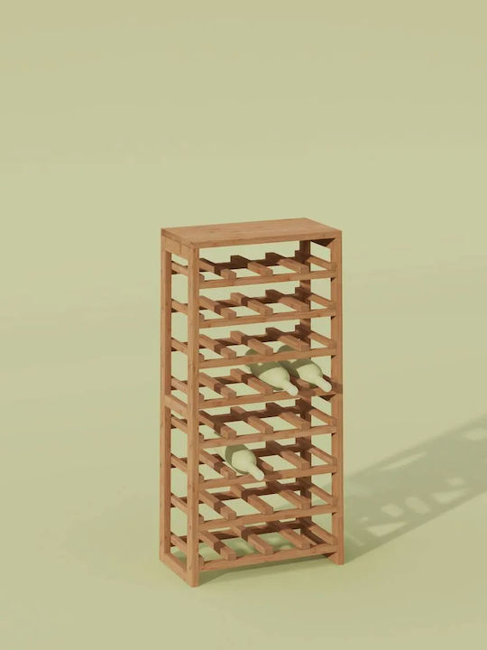 5Five Freistehend Flaschenhalter Hölzernes für 32 Flaschen Beige 45x24x89εκ.