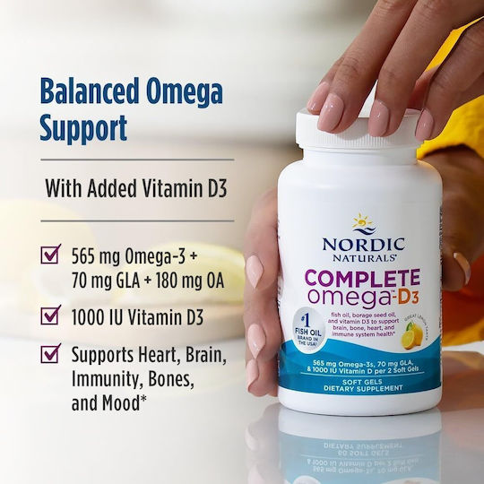 Nordic Naturals Complete Omega-D3 Fish Oil 565mg 60 Softgels With Lemon Flavour