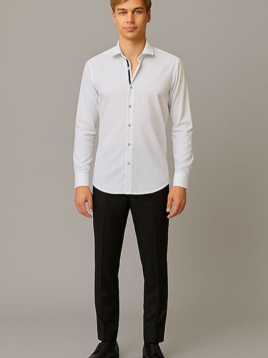 Langärmlig Hemd White with Black Details