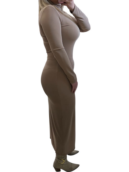 Midi Evening Dress Beige