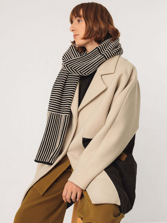 Damen Beige/black Kurzmantel mit Knöpfen