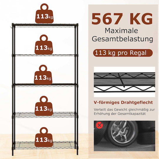 Metal Bookcase 182x35x91cm
