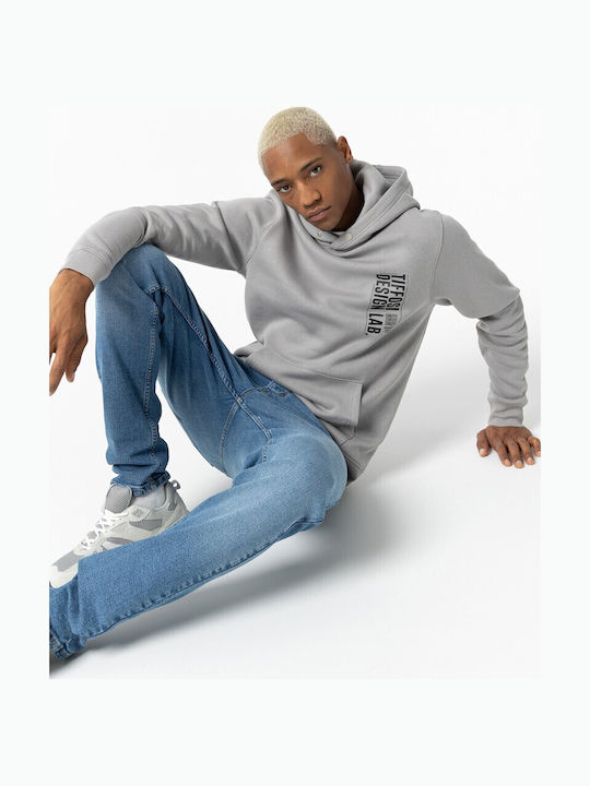 Men's Elastic Jeans Pants with Regular Tapered Fit Blue