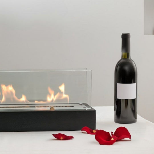 Desktop Modern New Generation Bioethanol Fireplace Wood Black 97×14×12 Cm